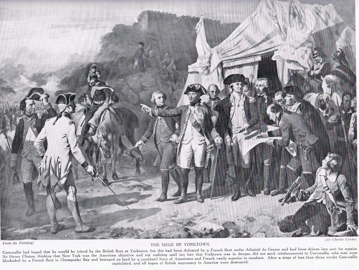 Obléhání Yorktownu, ilustrace z „Hutchinsonových dějin národů“ od Charles Edward Conder