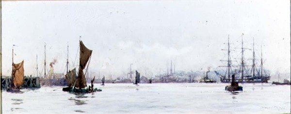 Pohled na západ z Tilbury (akvarel na papíře) od Charles Edward Dixon