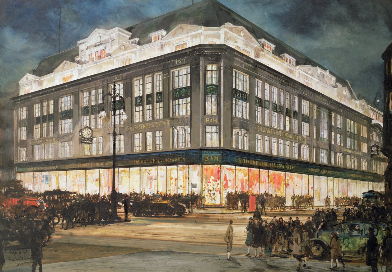 Nová budova, Bourne and Hollingsworth, Oxford Street od Charles Edward Dixon