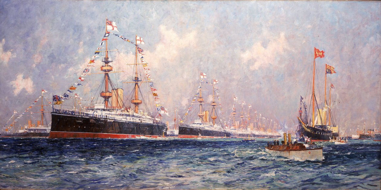 Časopis během oslav diamantového jubilea královny Viktorie (1819-1901) ve Spitheadu (Anglie), 26. června 1897. od Charles Edward Dixon