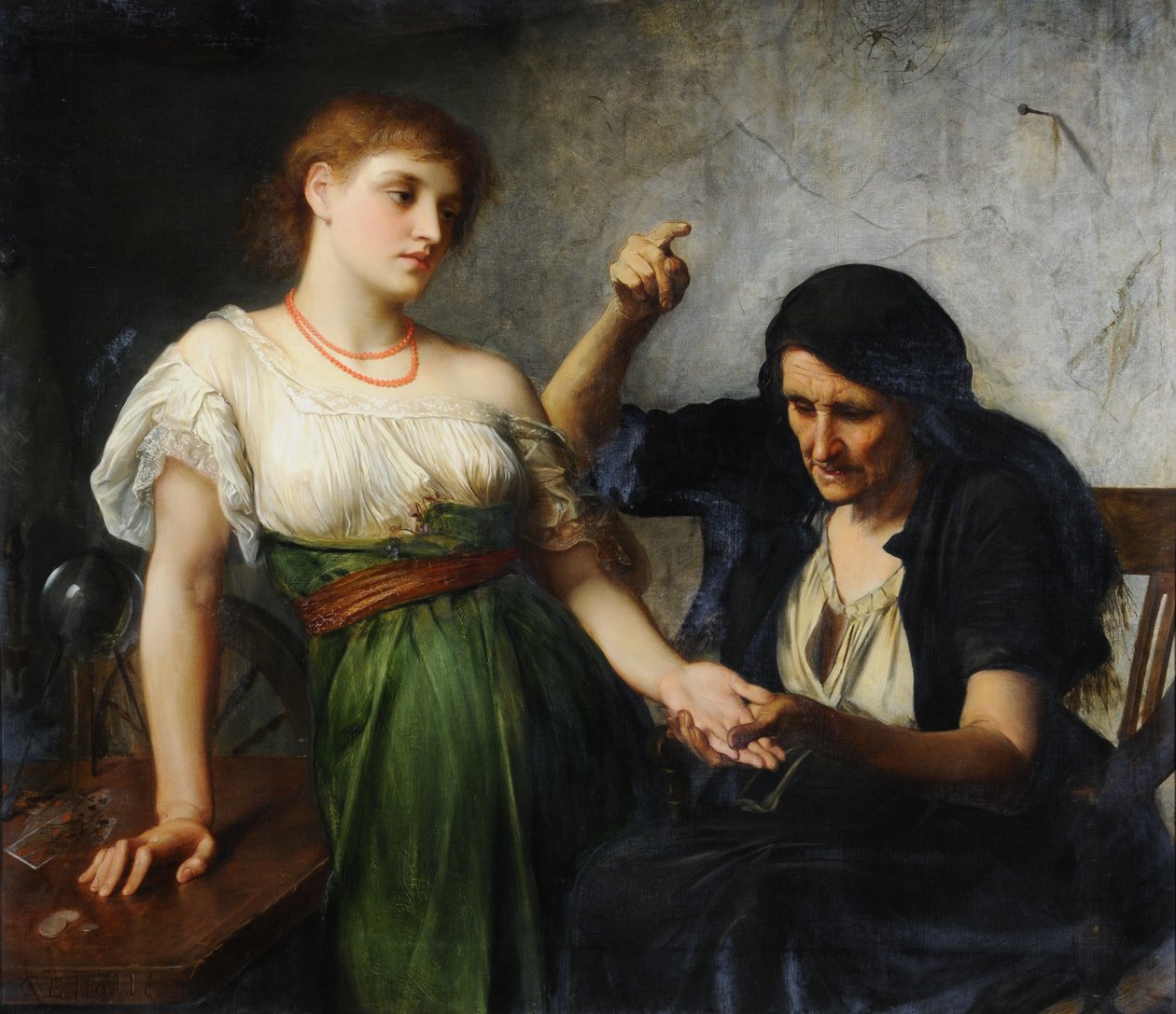 The Fortune Teller (olej na plátně) od Charles Edward Halle