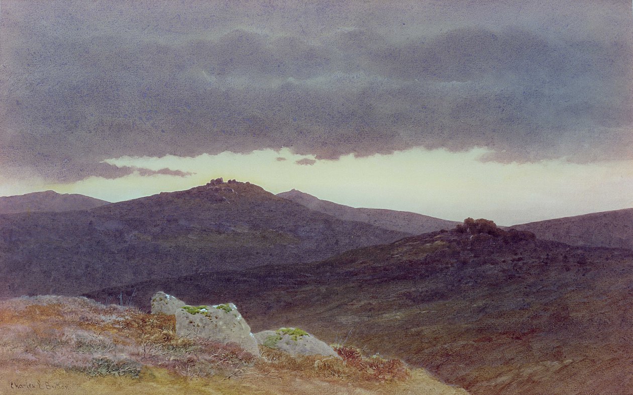 Soumrak nad Dartmoorem (akvarel na papíře) od Charles Edward Jr. Brittan