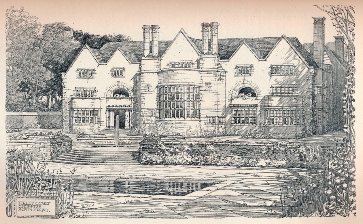 „Tirley Court, Cheshire: Jižní fronta“, 1906 od Charles Edward Mallows