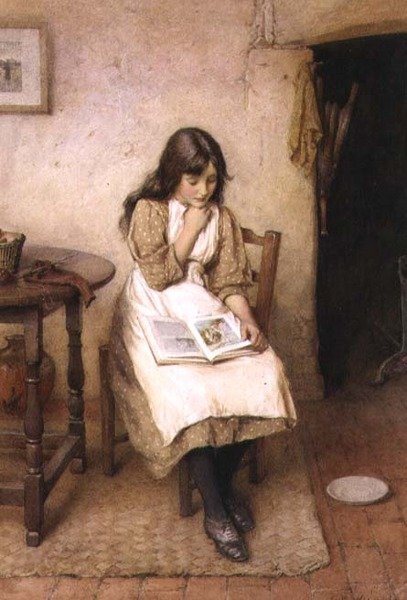 Dívka čte (akvarel a kvaš) od Charles Edward Wilson