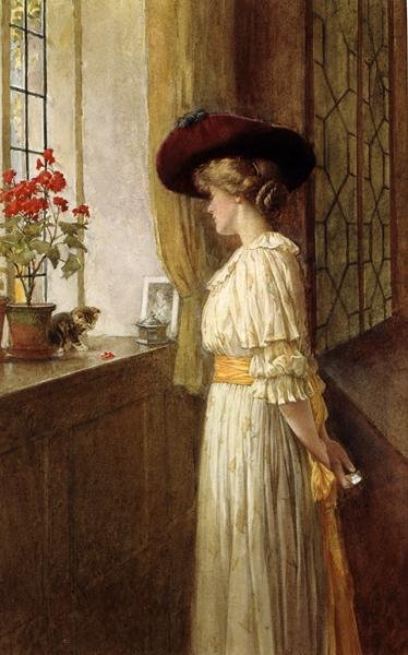 Paní CA Smith, Kotě a Geranium (akvarel na papíře) od Charles Edward Wilson