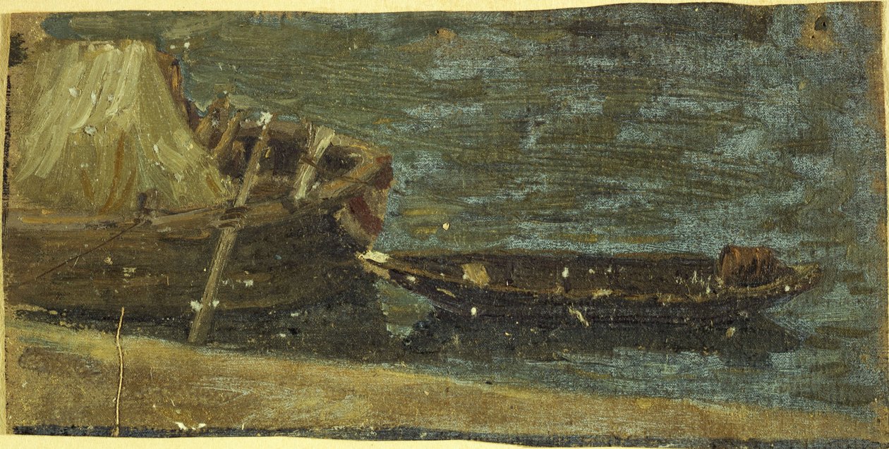 Kotvící lodě, asi 1870 (olej na plátně) od Charles Emile Cuisin