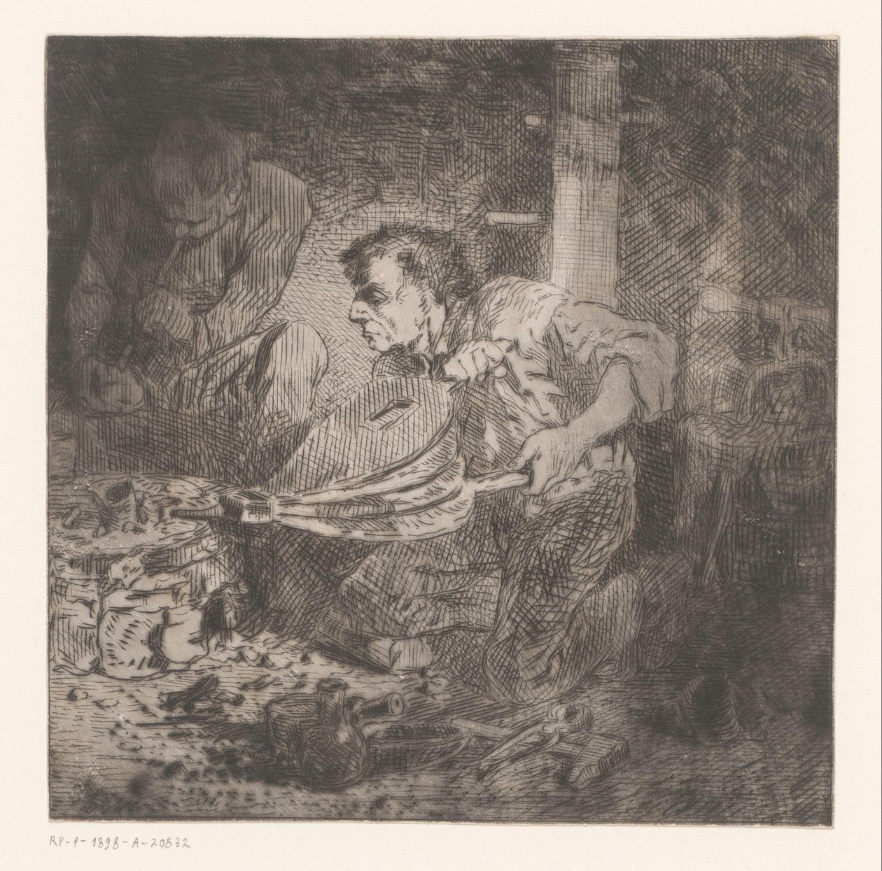 Kovář s měchy od Charles Emile Jacque (attributed to)