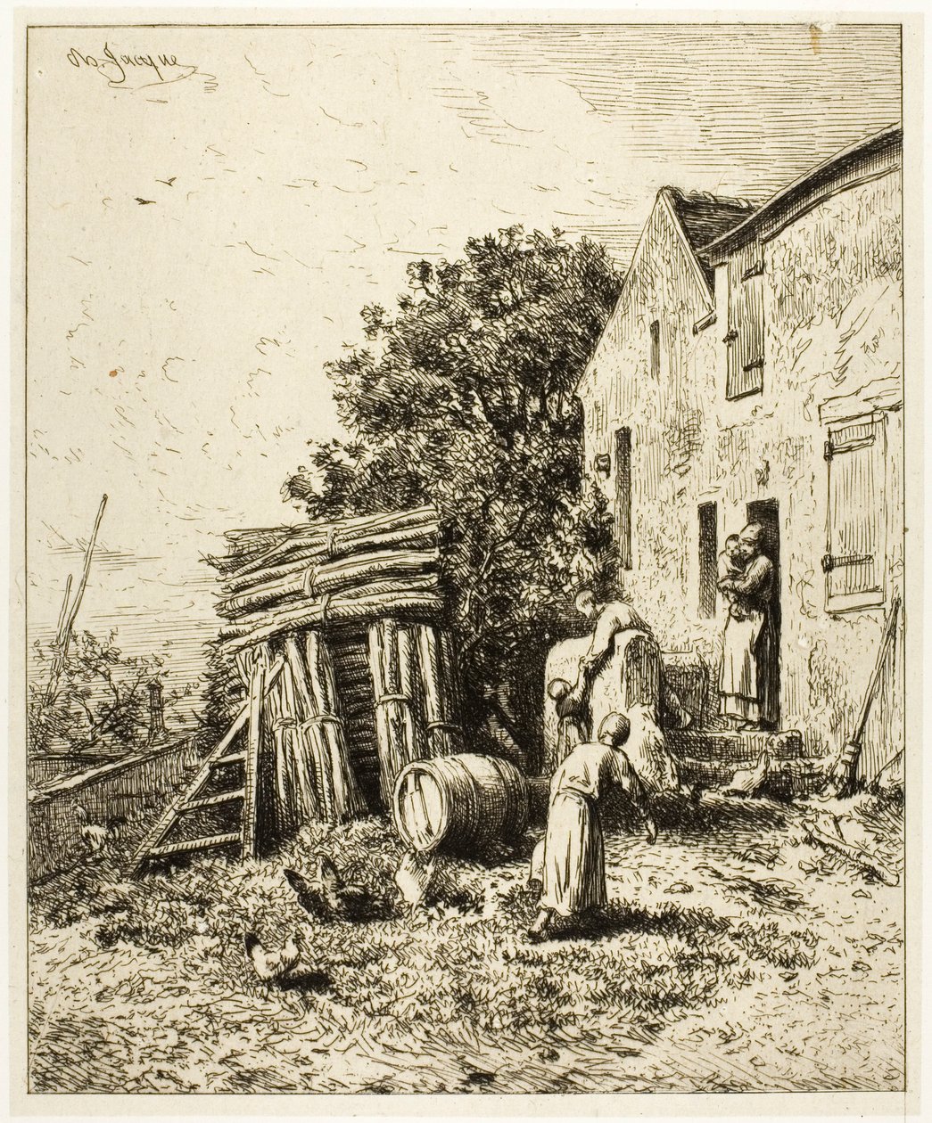 Rustikální obydlí od Charles Emile Jacque