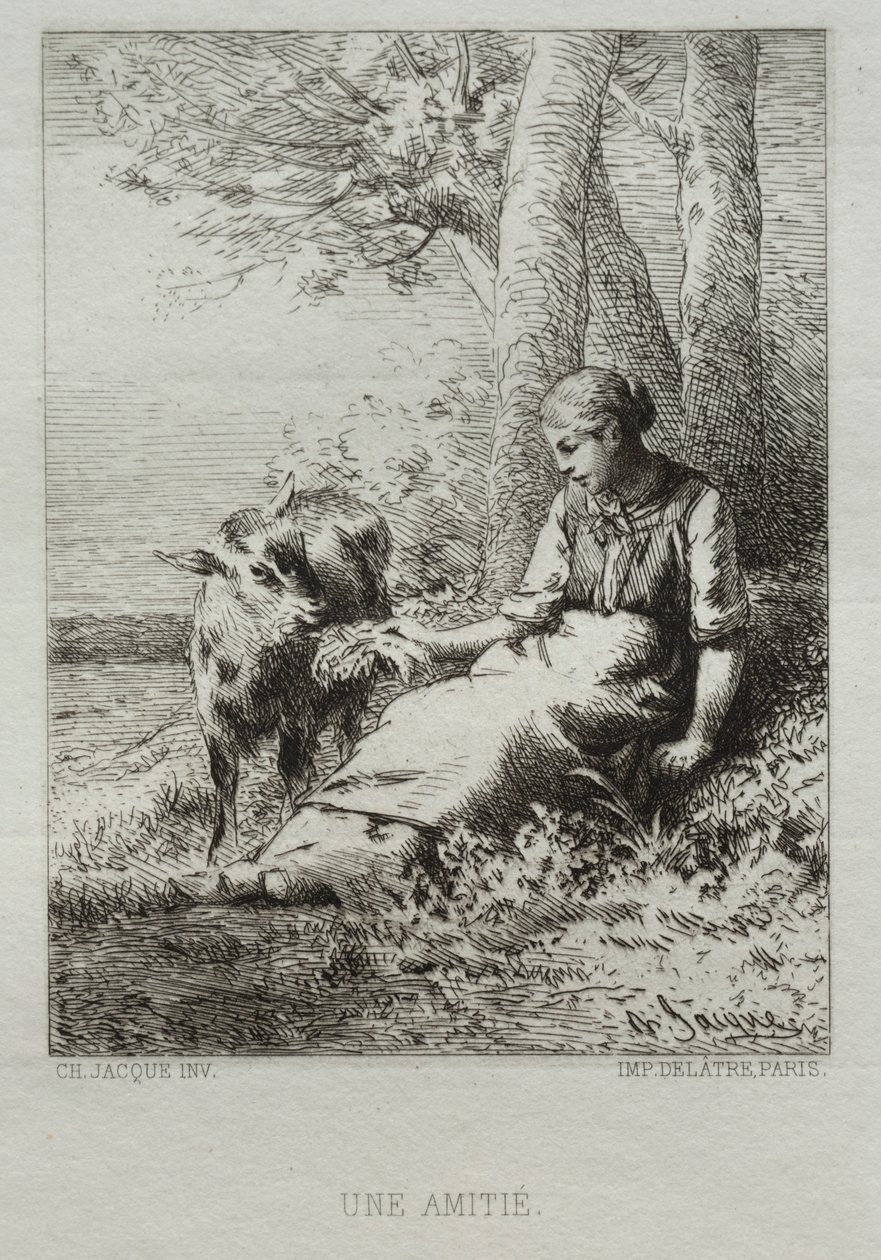 Náklonnost. od Charles Emile Jacque