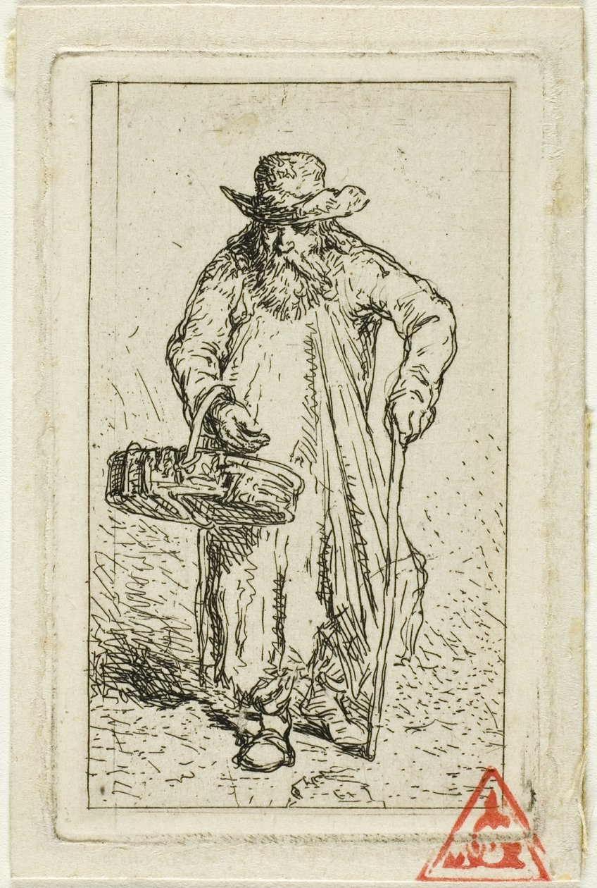 Žebrák s košíkem od Charles Emile Jacque