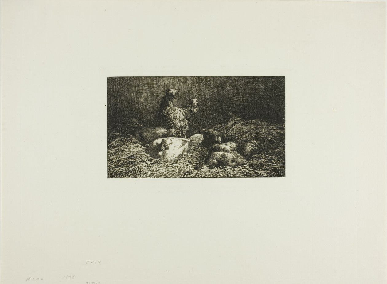 Kuřata v pelechu od Charles Emile Jacque