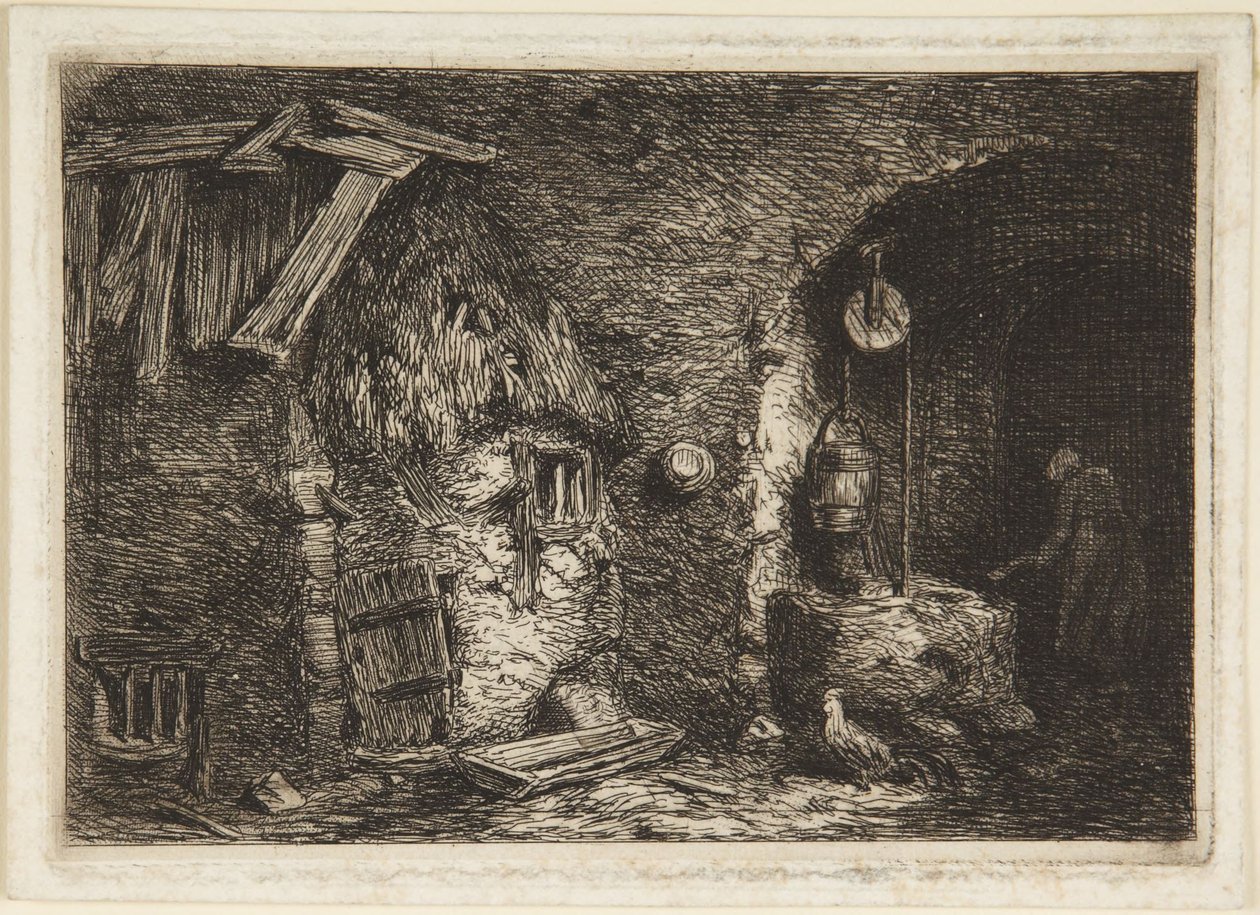 Interiér chalupy od Charles Emile Jacque