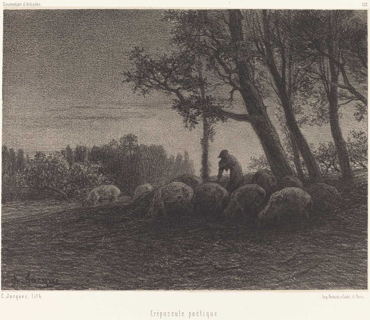 Poetický soumrak od Charles Emile Jacque