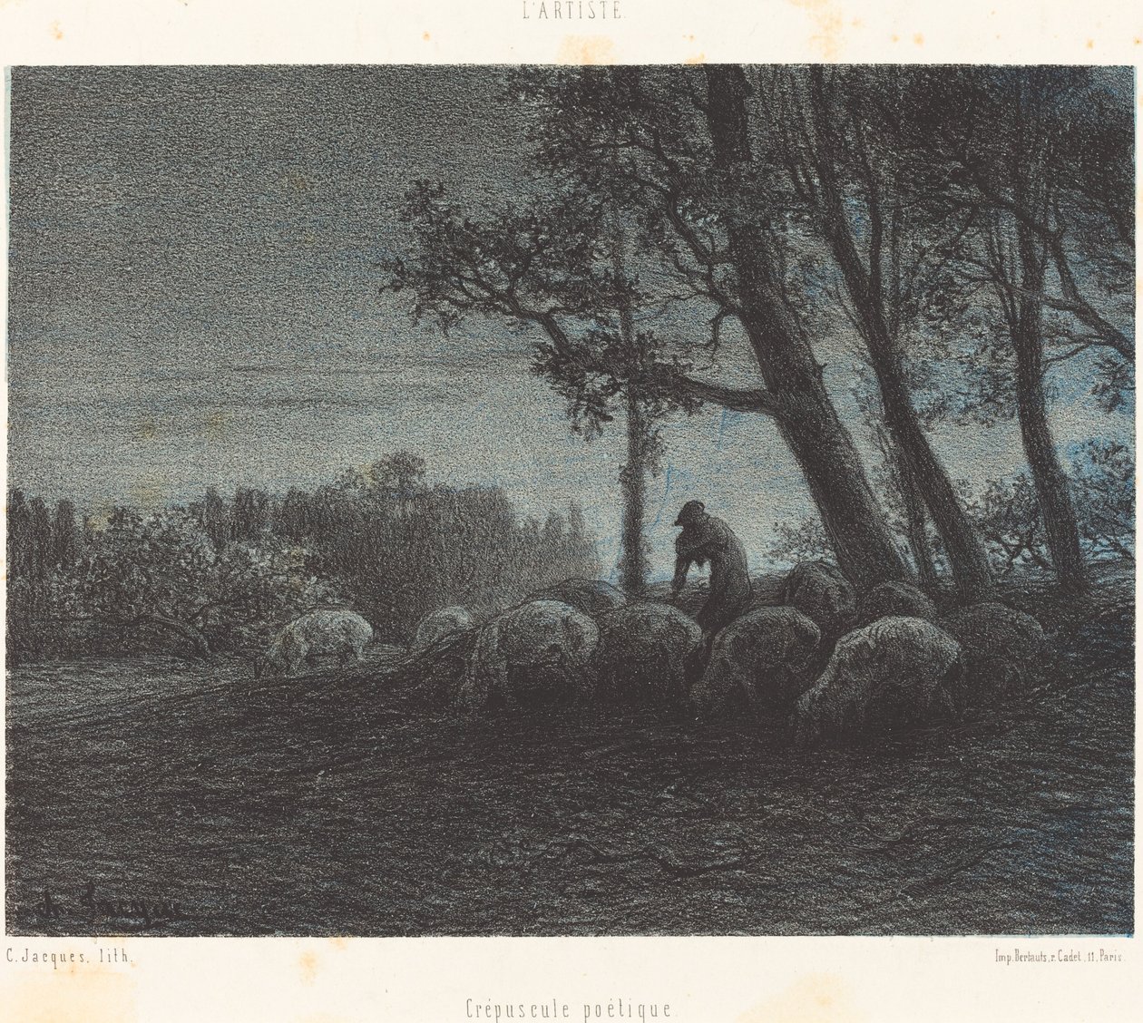 Poetický soumrak od Charles Emile Jacque