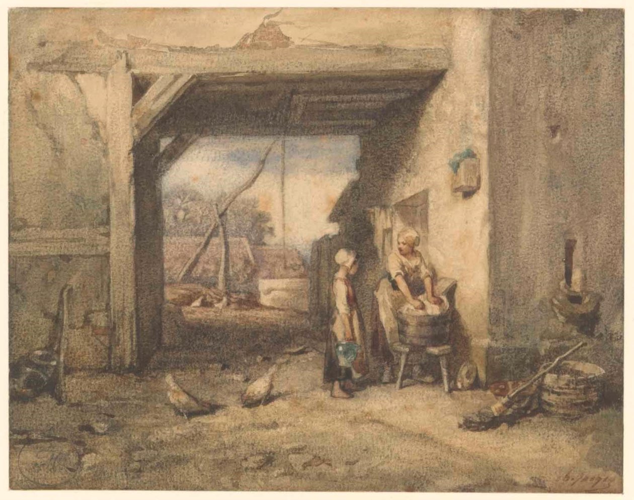 Zemědělský dvůr od Charles Emile Jacque