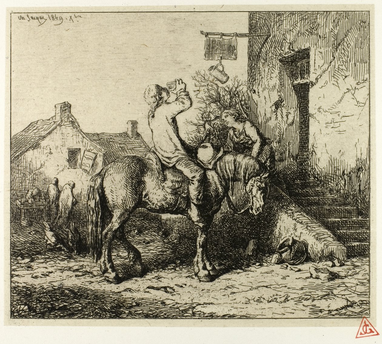 Vchod do hostince se selským pitím od Charles Emile Jacque