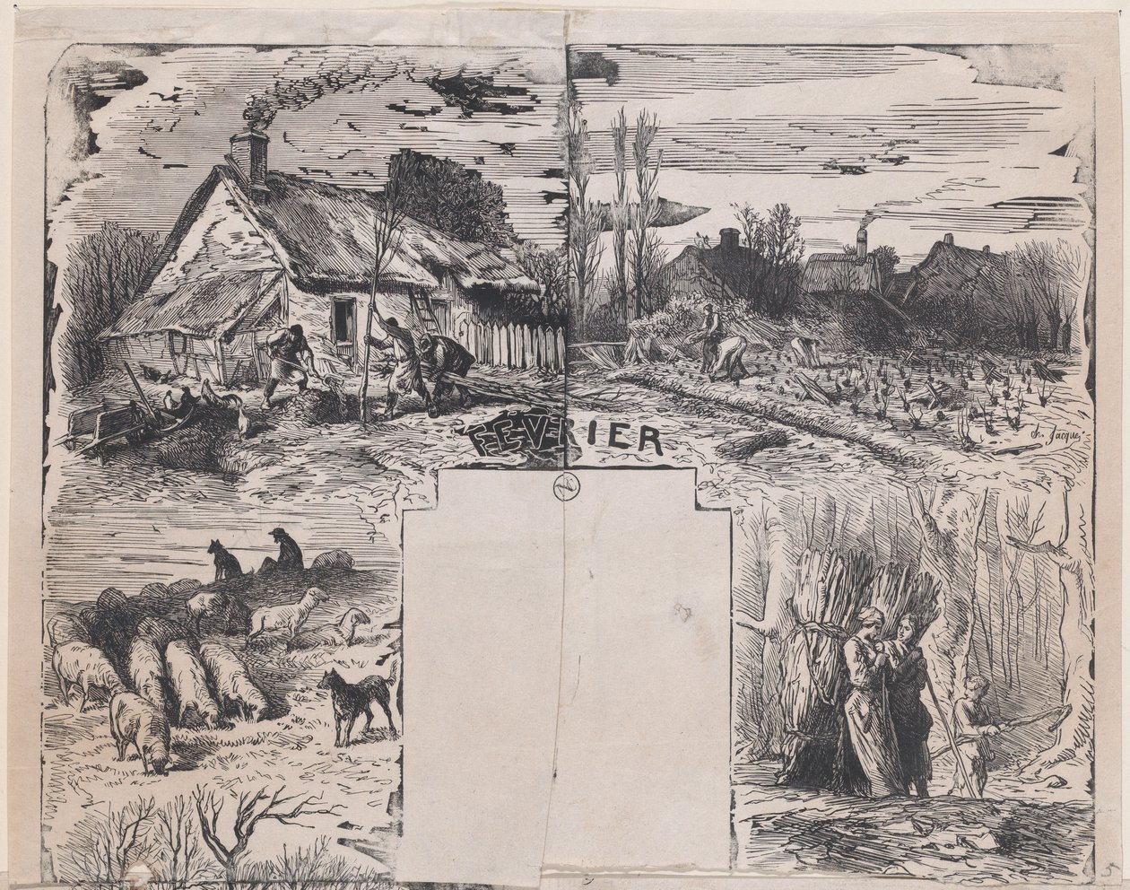 února z Album of Rustic Subjects, 1859. od Charles Emile Jacque