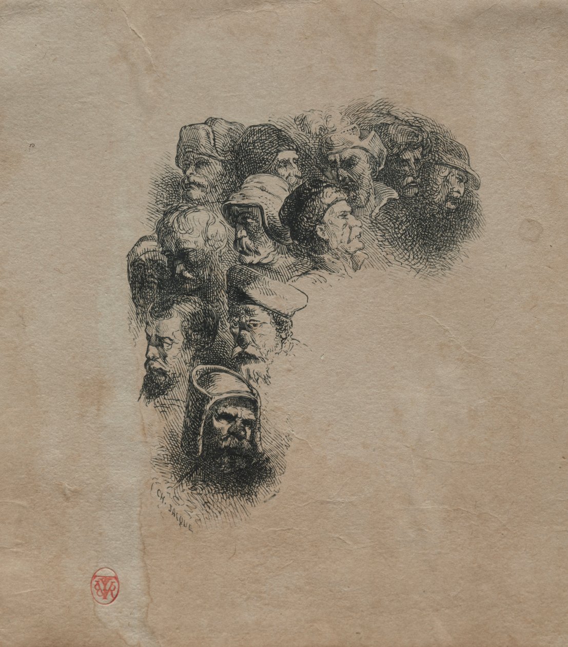 Skupina vedoucích po Greuze od Charles Emile Jacque