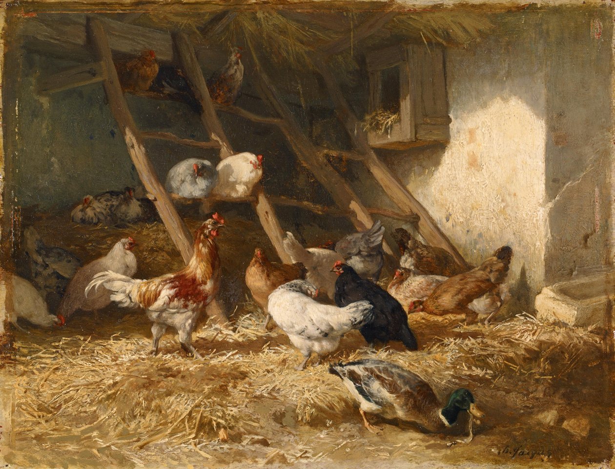 Slepice od Charles Emile Jacque