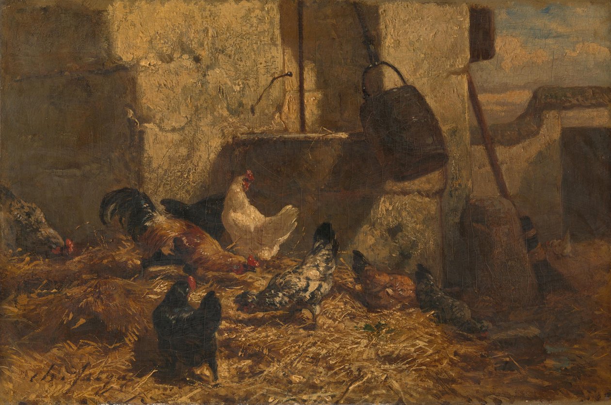 Slepice od Charles Emile Jacque