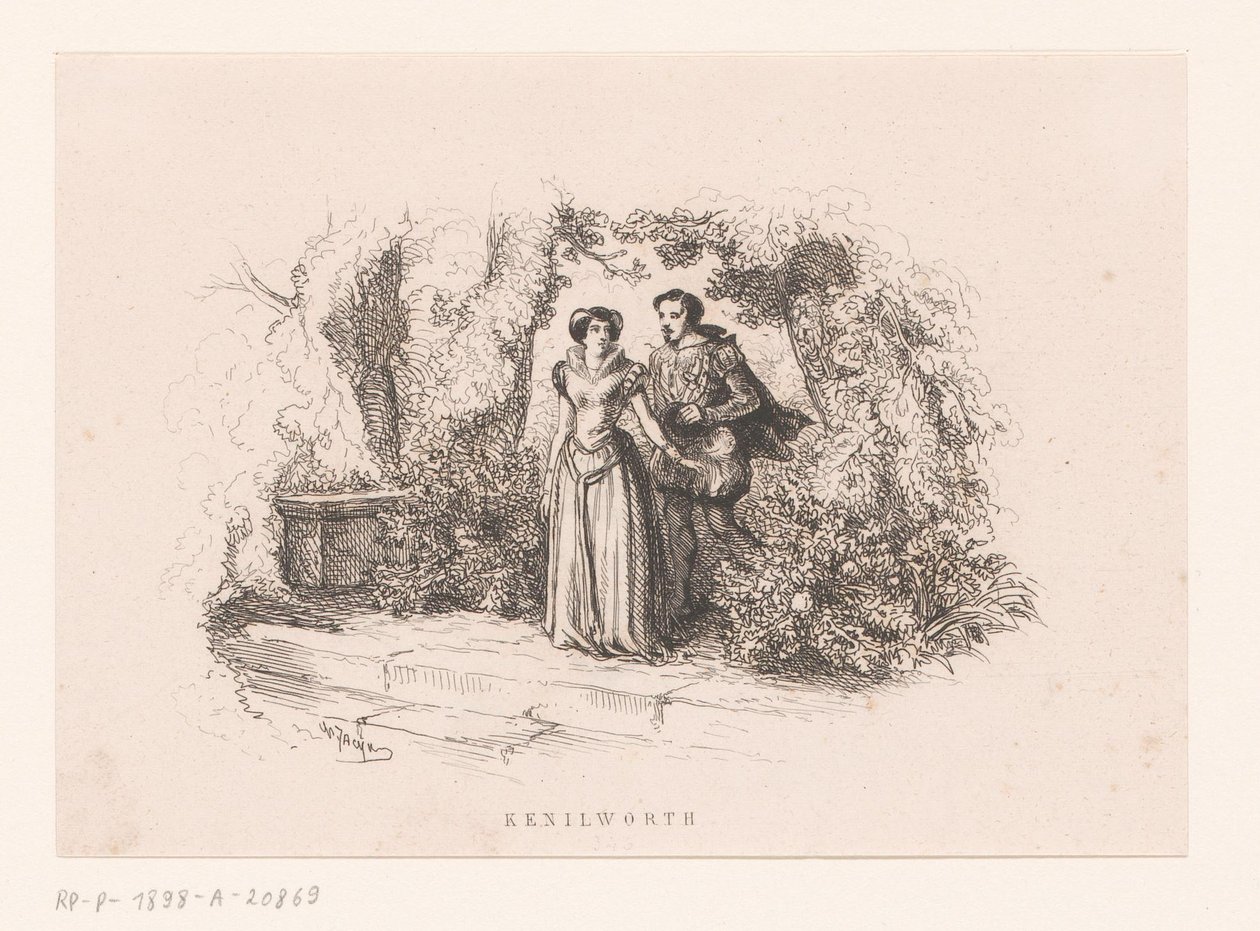 Pár v zahradě Kenilworth (název na objektu) od Charles Emile Jacque