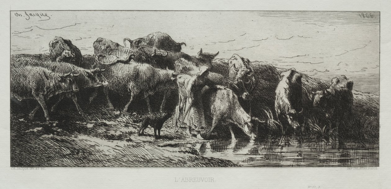 LAbreuvoir, 1866. od Charles Emile Jacque
