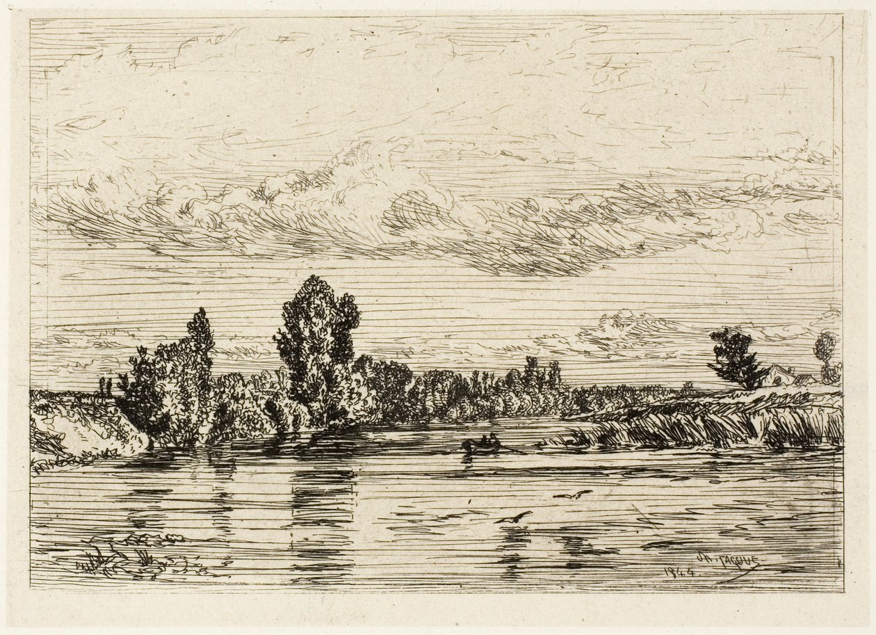 Krajina poblíž Asnières od Charles Emile Jacque