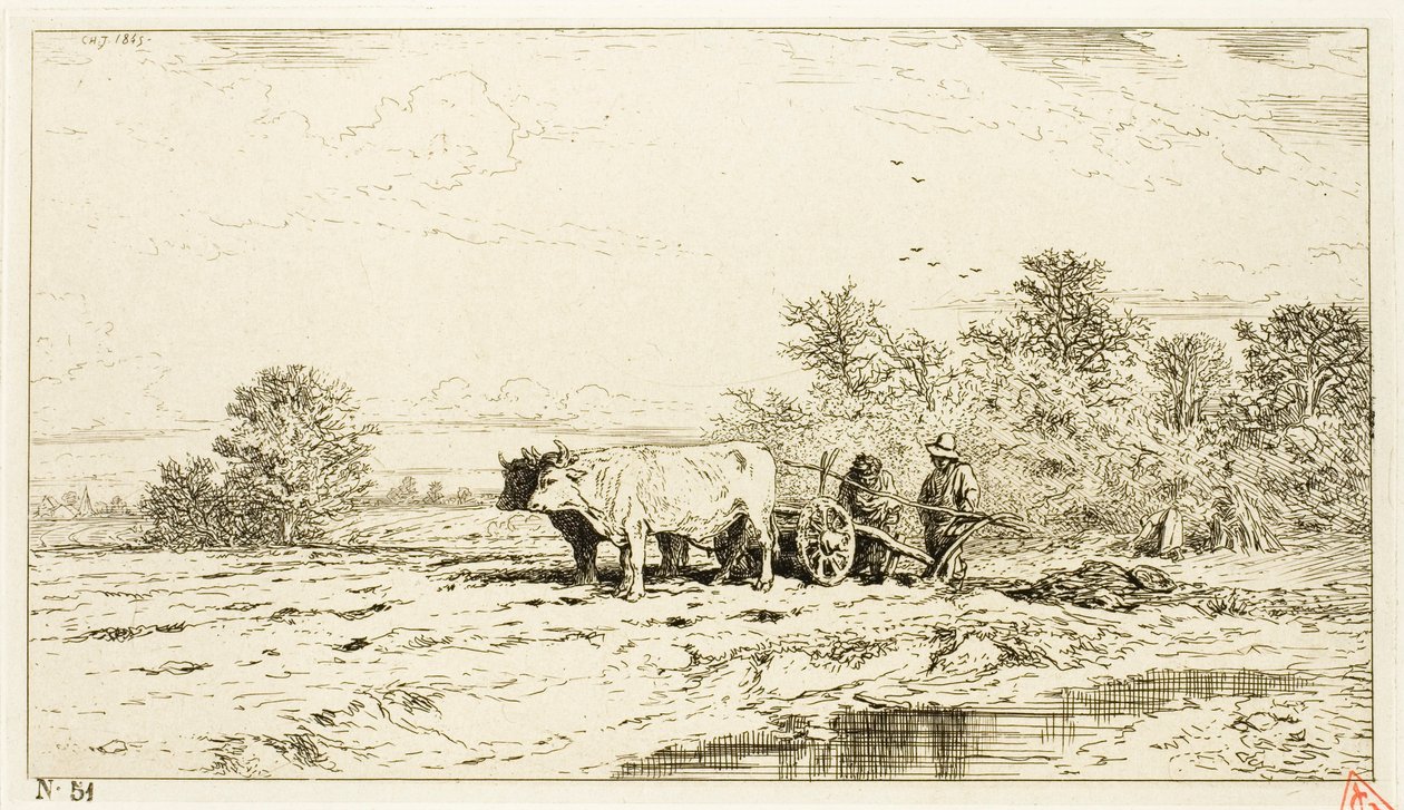 Krajina s farmářskými dělníky od Charles Emile Jacque
