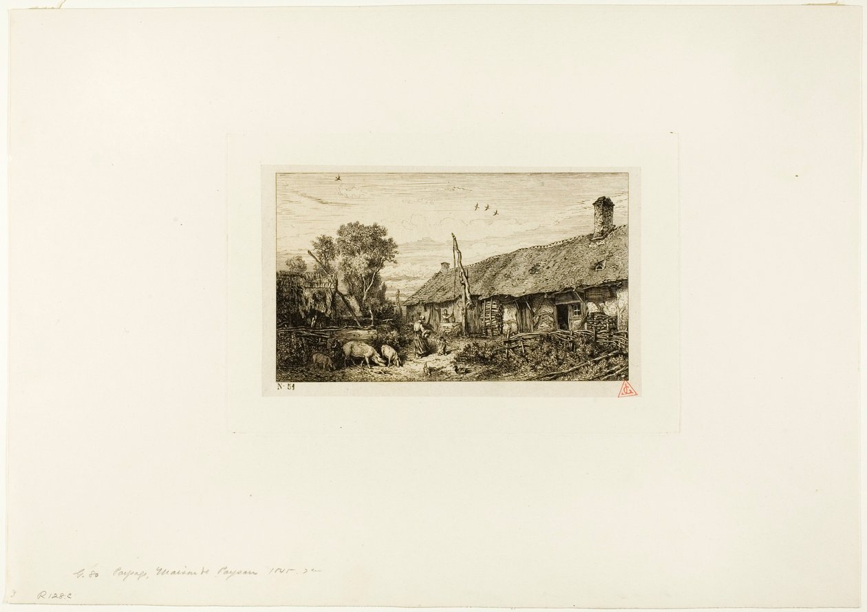Krajina s rolnickým domem od Charles Emile Jacque