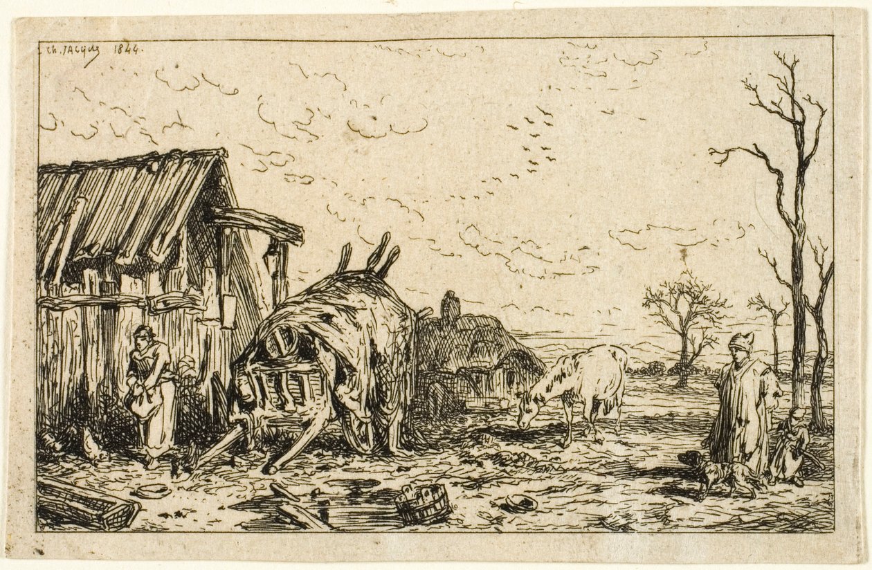 Krajina s nezavěšeným vozíkem od Charles Emile Jacque