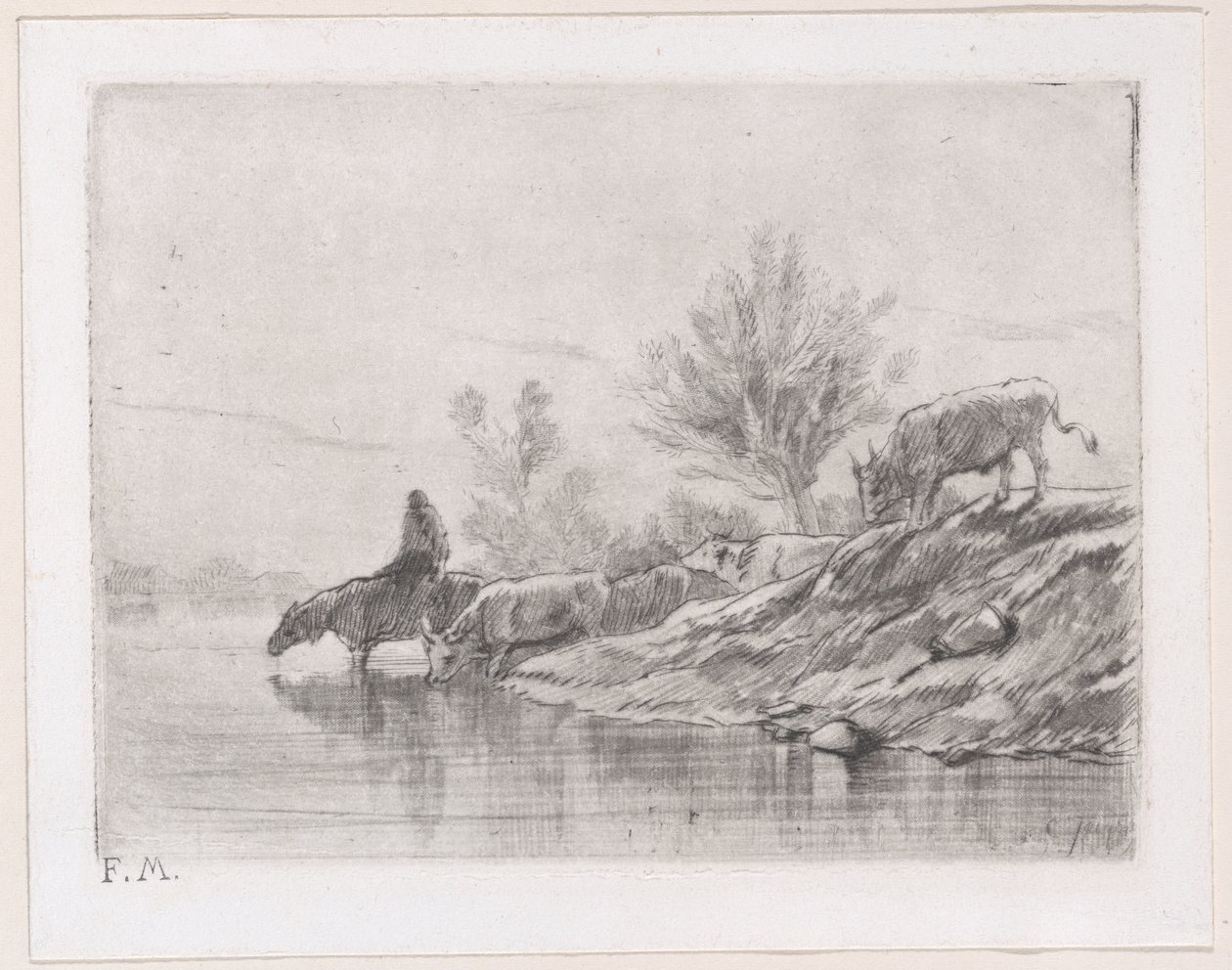 Krajina s dobytkem, 1848. od Charles Emile Jacque