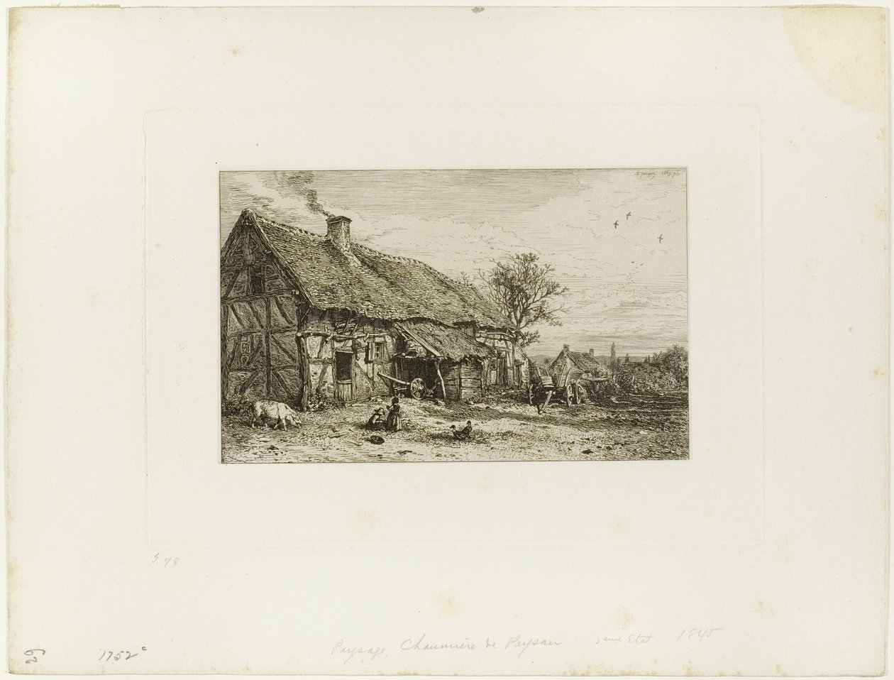 Krajina s rolnickým obydlím od Charles Emile Jacque
