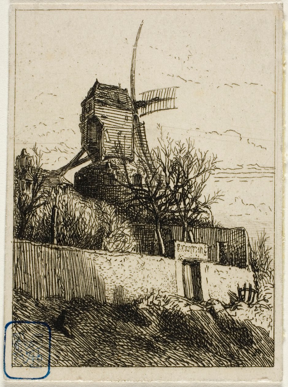 Malý mlýn na Montmartru od Charles Emile Jacque
