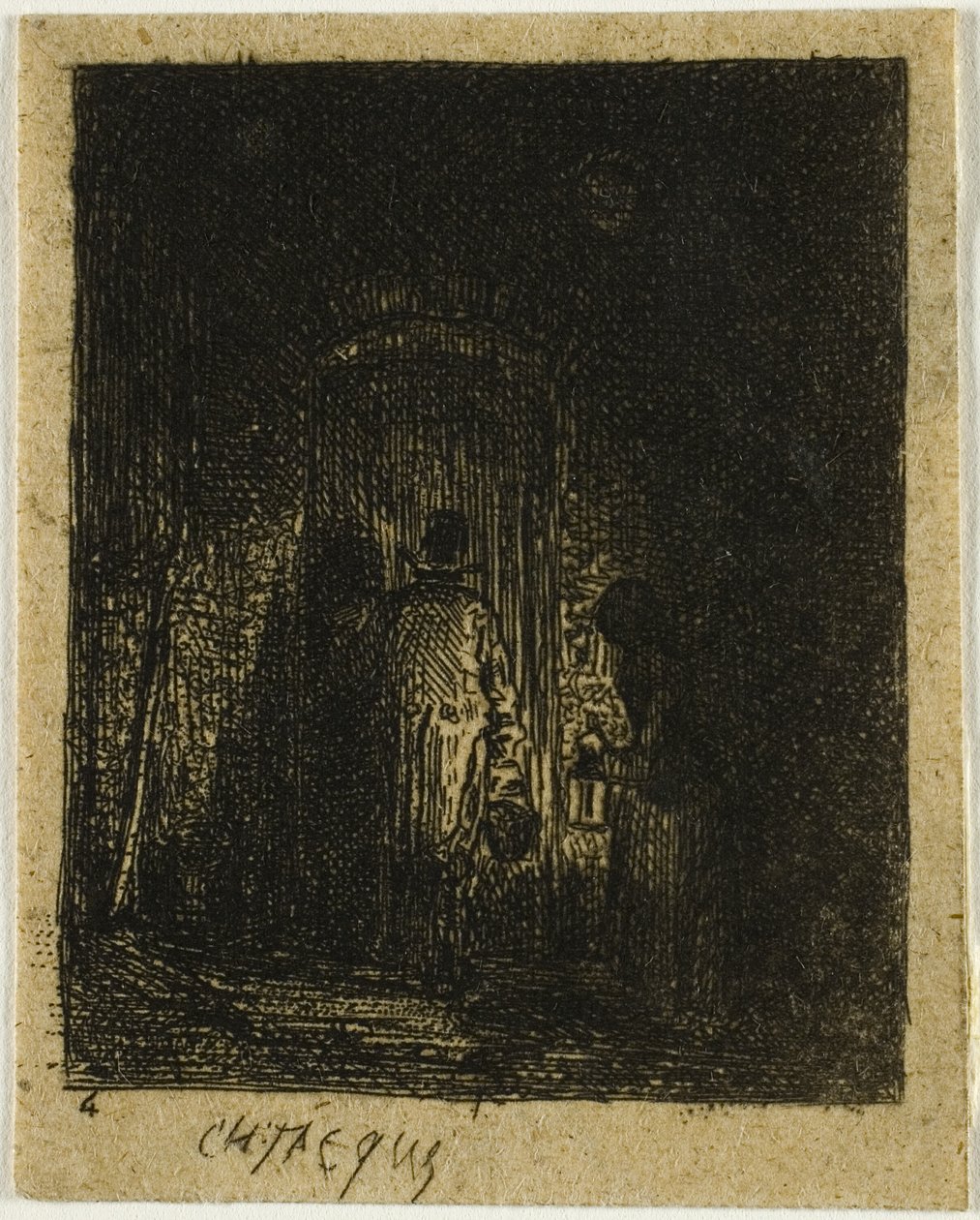 Muž a žena s lucernami od Charles Emile Jacque
