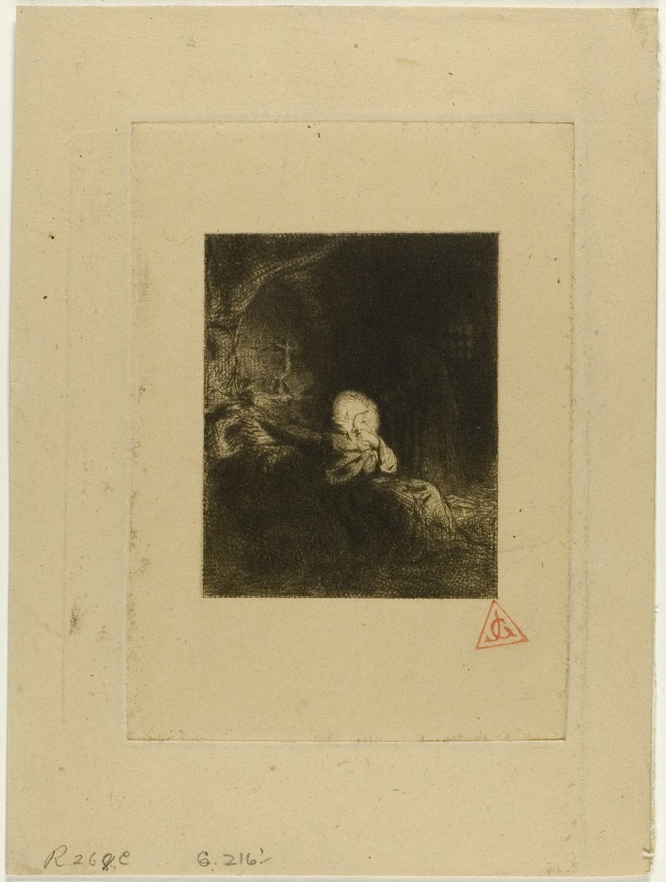 Mnich v modlitbě od Charles Emile Jacque