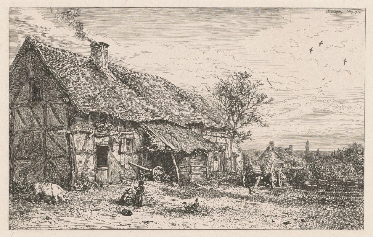 Selský dům od Charles Emile Jacque