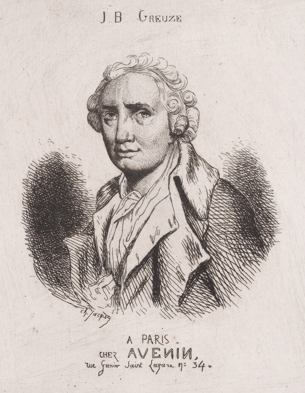 Portrét J.B. Greuze, 19. století. od Charles Emile Jacque