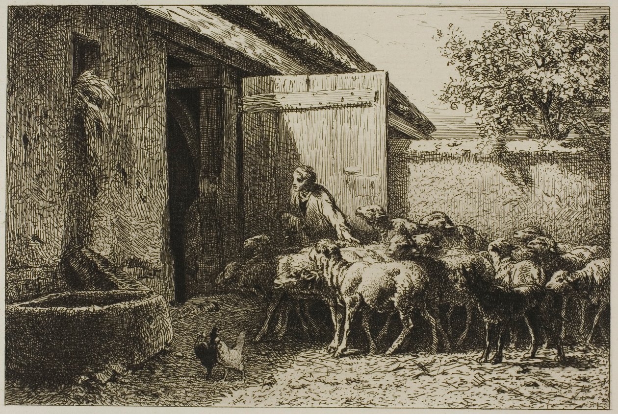 Pastýřka od Charles Emile Jacque