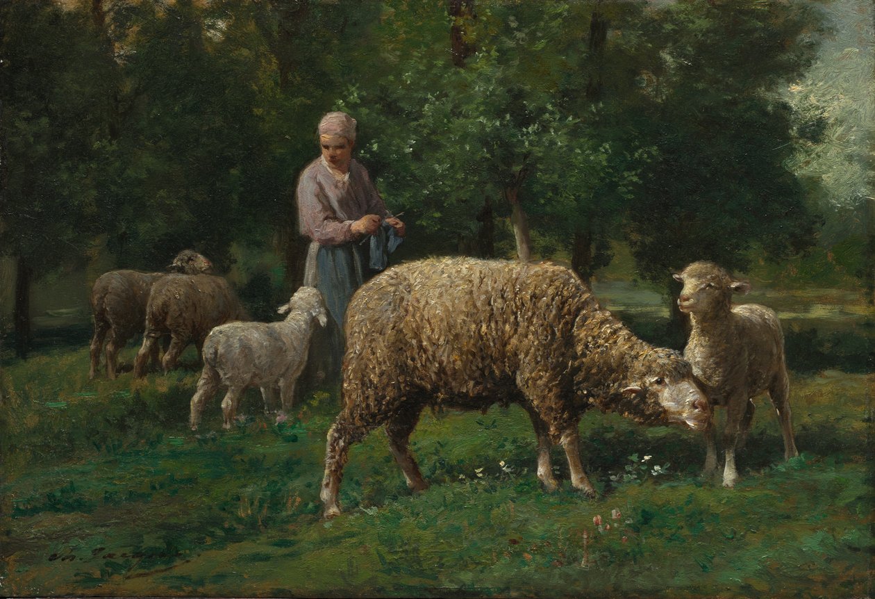 Pastýřka s ovečkami, c. 1876. od Charles Emile Jacque