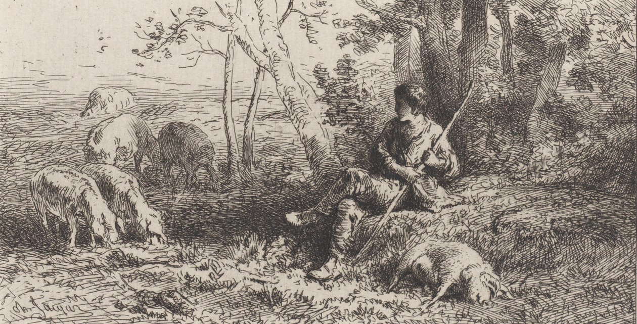 Malé stádo prasat, 1864. od Charles Emile Jacque