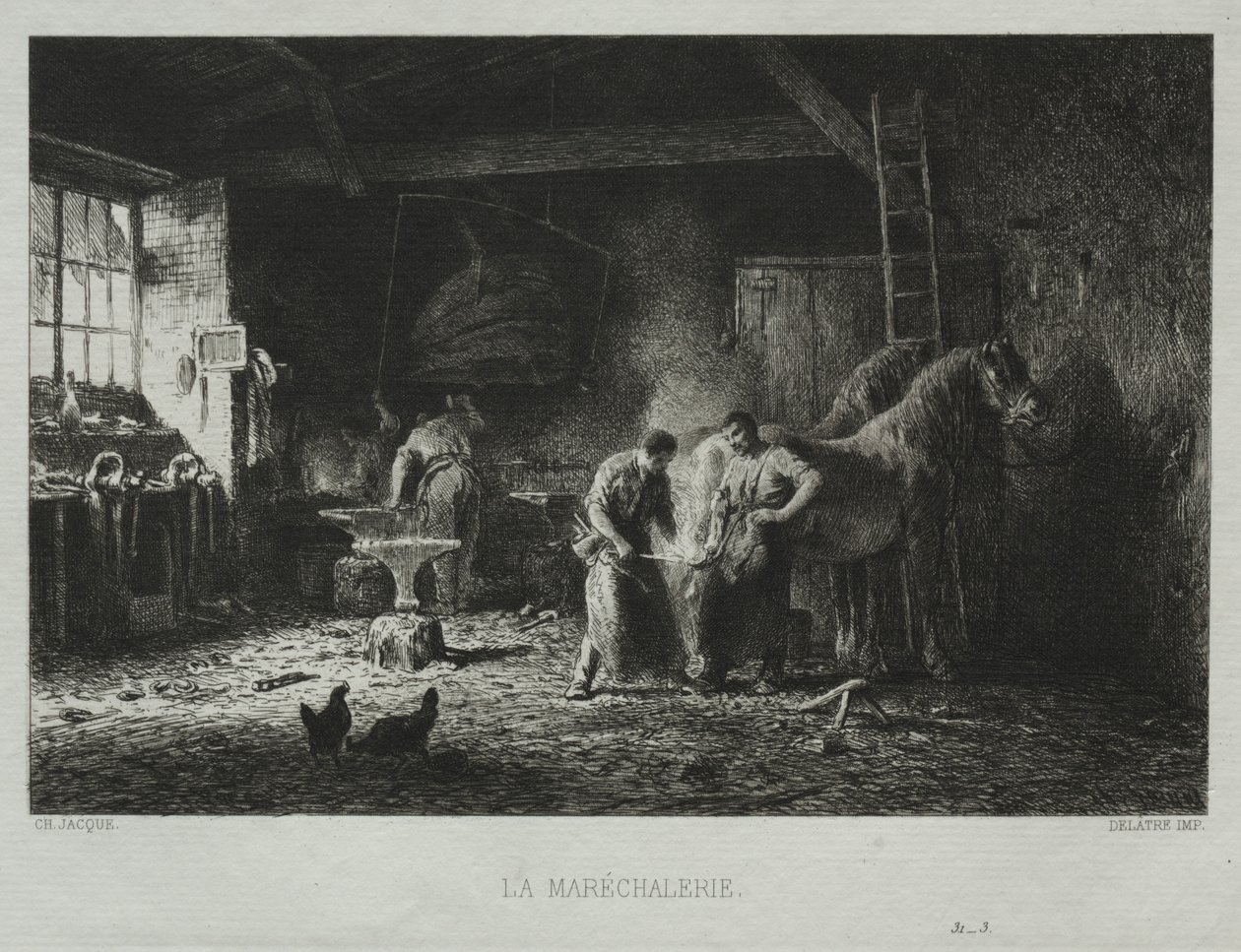 Kovárna. od Charles Emile Jacque