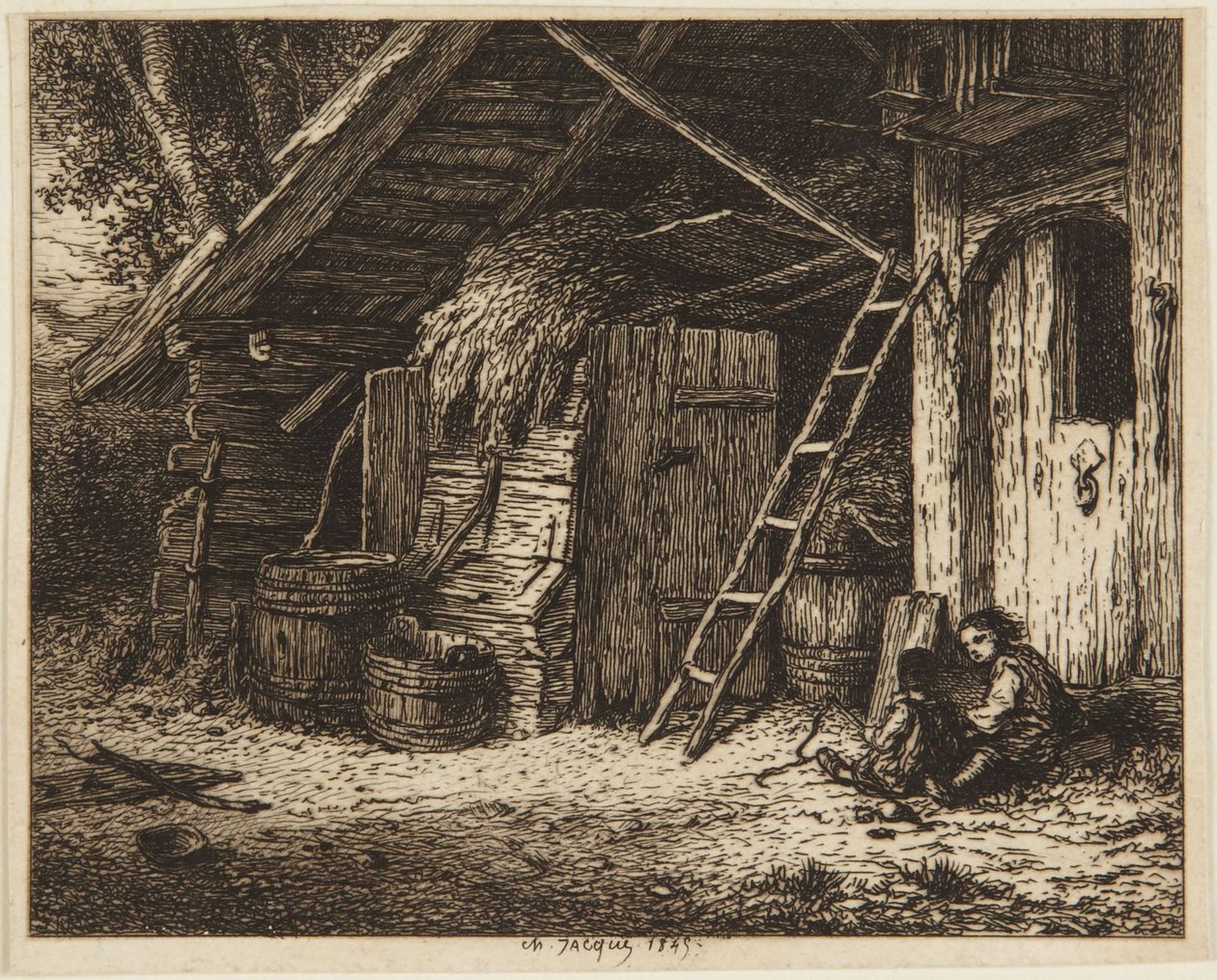 Slepice převrat - 1849 od Charles Emile Jacque