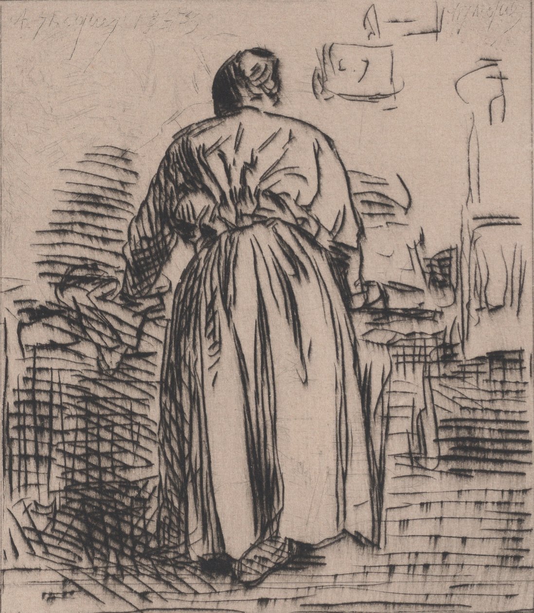 Žehlící žena, 1843. od Charles Emile Jacque