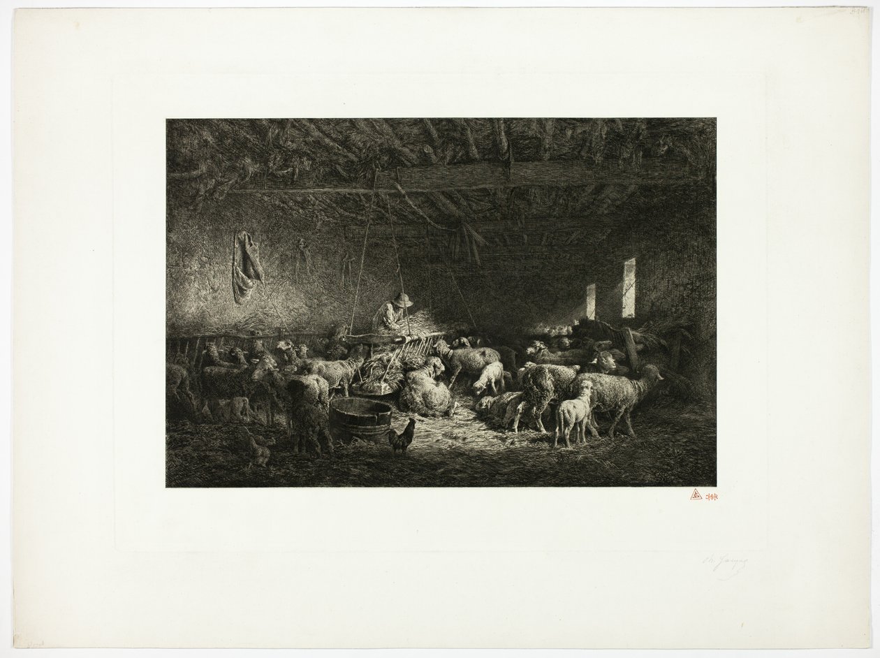 The Large Sheepcot (horizontální deska) od Charles Emile Jacque