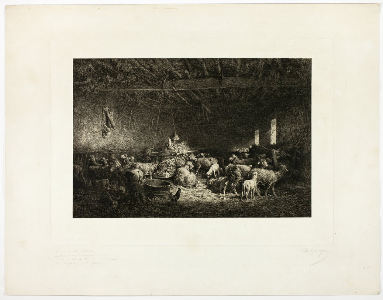 Velký ovčák, horizontální talíř od Charles Emile Jacque