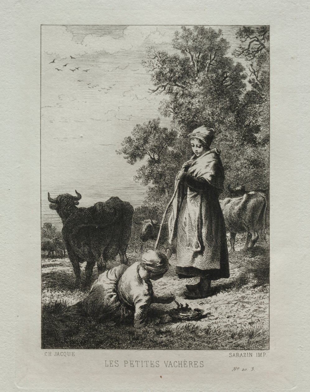 Malí pastevci. od Charles Emile Jacque