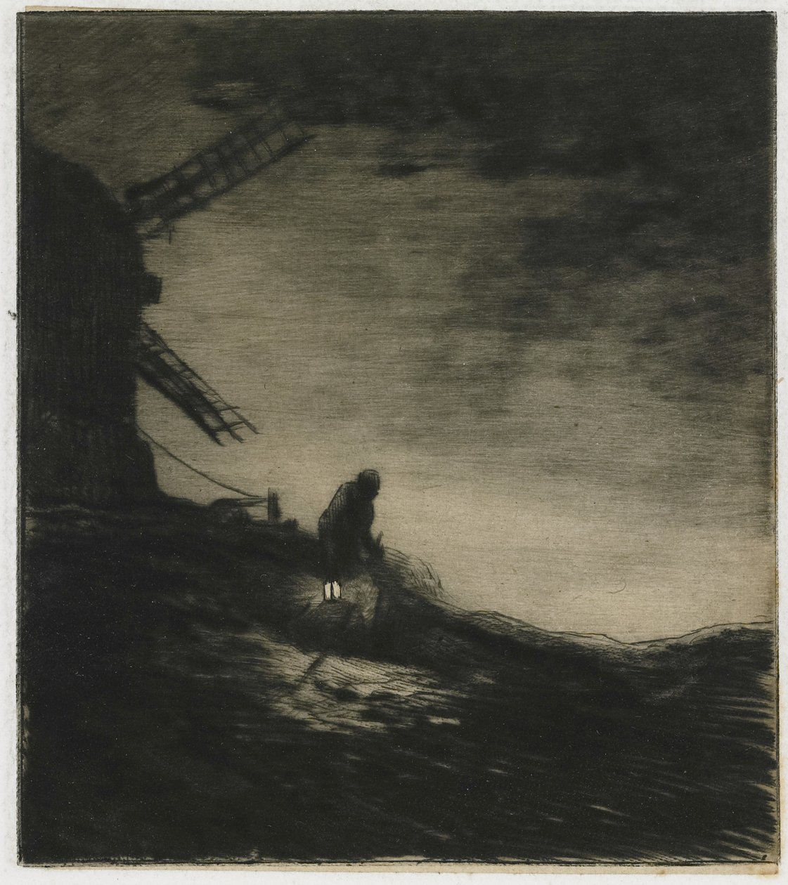 The Mill, 1848 (rypoint s ruletou a talířovým tónem na chine collé) od Charles Emile Jacque
