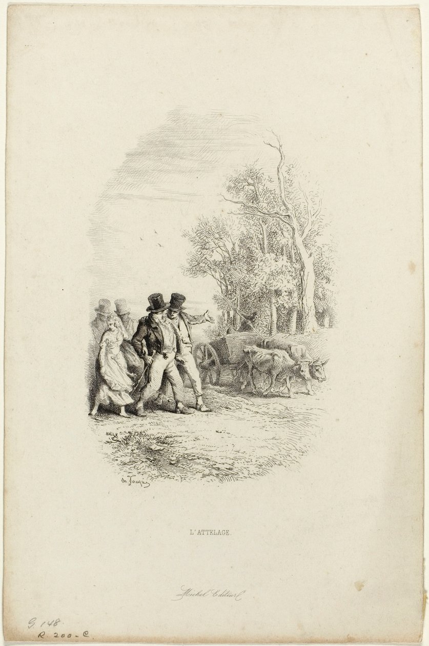 Oxcart, ilustrace z Bajek od Lachambaudie od Charles Emile Jacque