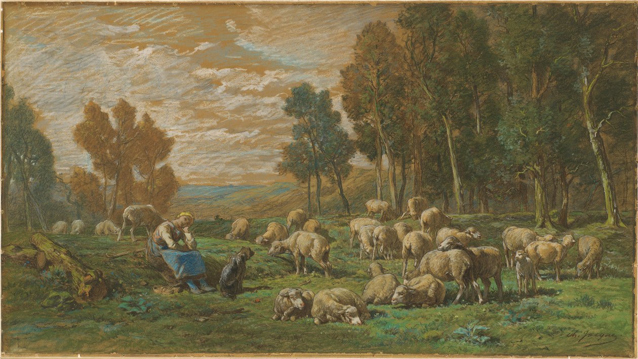 Pastýřka od Charles Emile Jacque