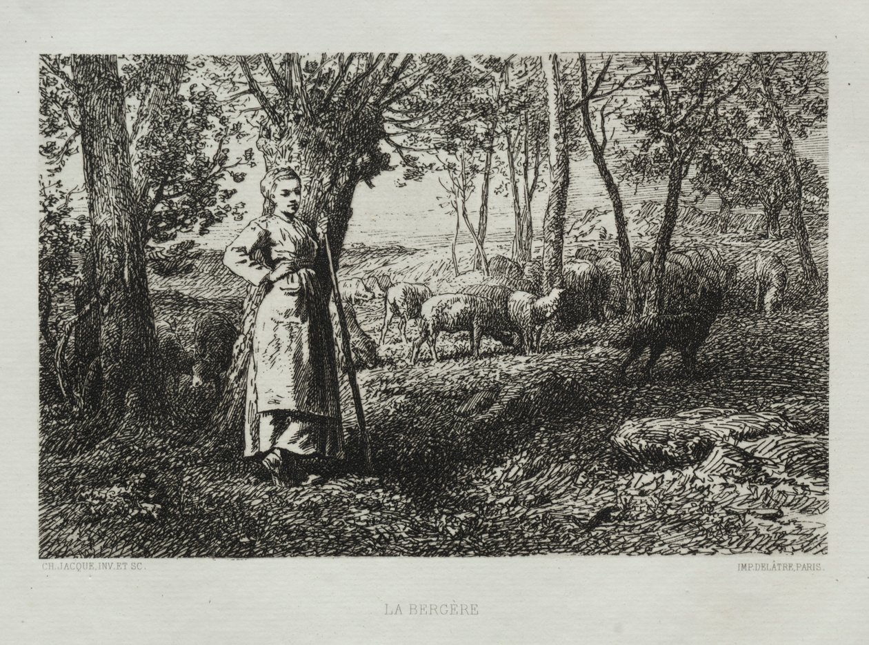 Pastýřka. od Charles Emile Jacque